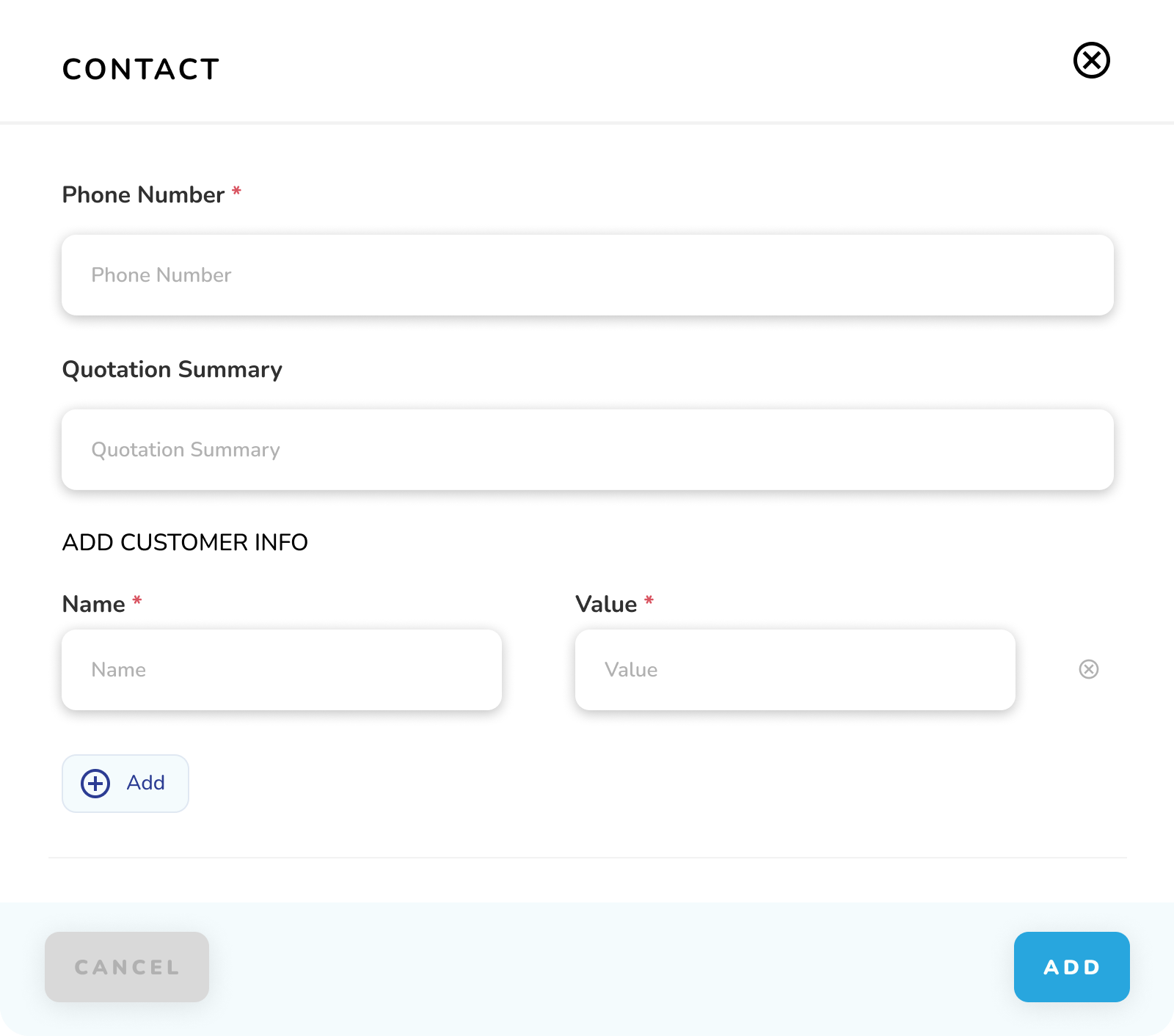 Contact - Add Contact Popup